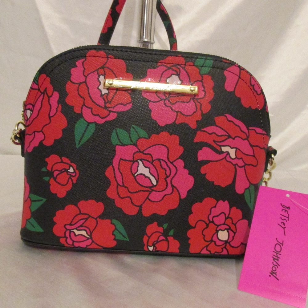 Betsey Johnson Crossbody Black Floral Handbag